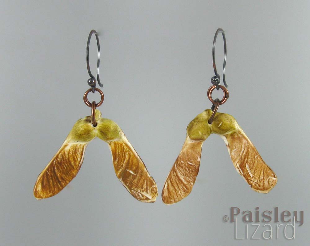 Maple seed pod earrings